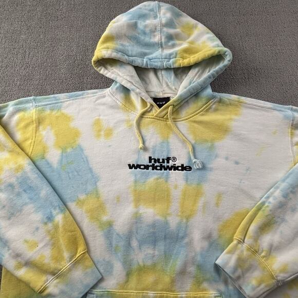 HUF Worldwide Hoodie Adult Extra Large Long Sleeve Tie Dye Casual Sweater Men's - Picture 3 of 14